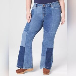 NWT Lane Bryant Patchwork Flare Jeans Size 22 Denim
